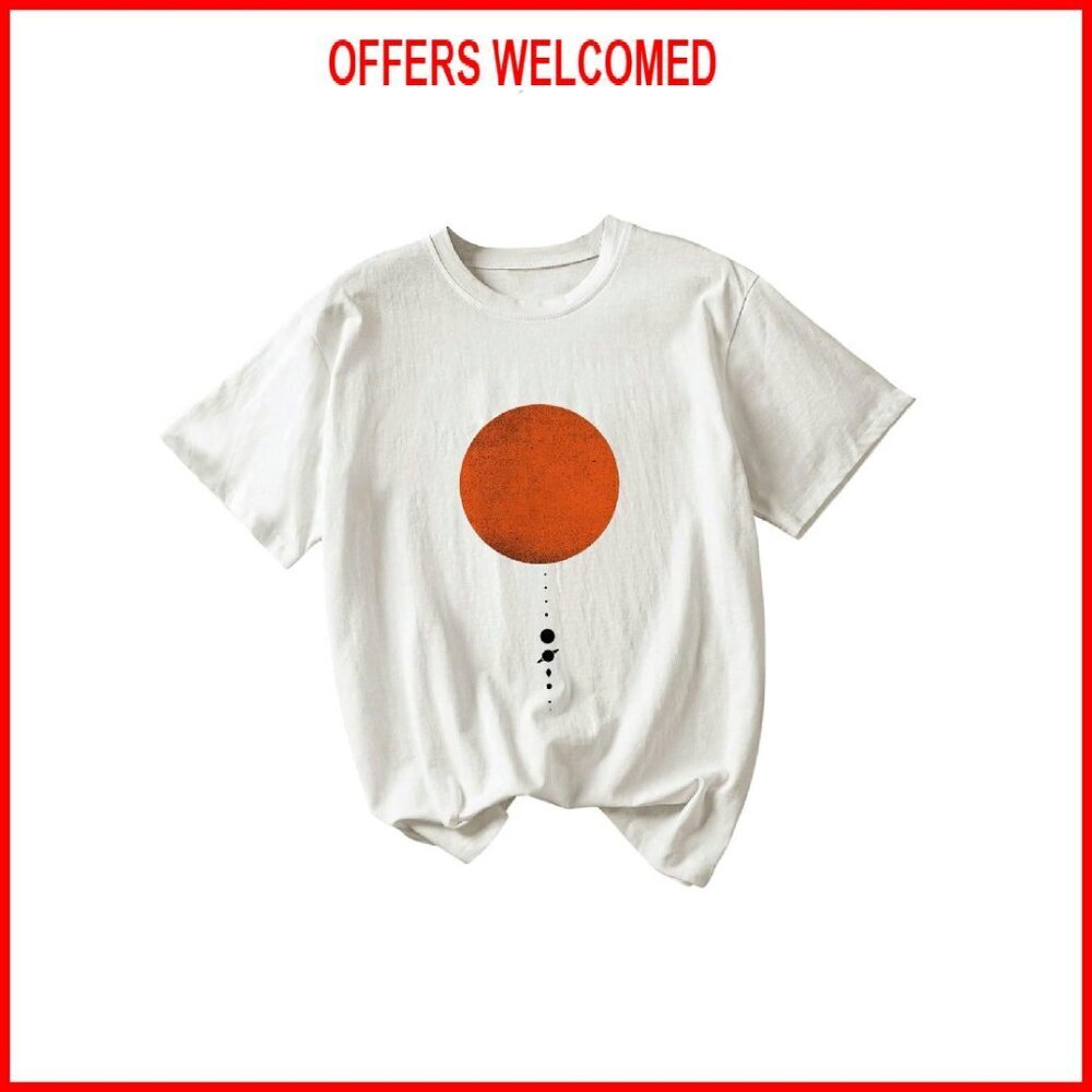 Planet Graphic Tee Short Sleeve Crew Neck Casual Top Soft Stretch Fabric